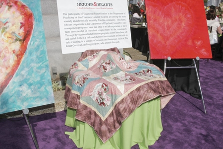 The quilt auctioned at the Heroes & Hearts luncheon was made from richly colored Asian fabrics with the heart theme to celebrate Valentine’s Day and Lunar New Year.